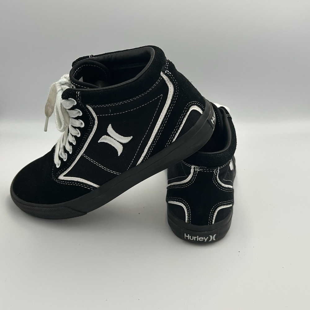 Hurley Men's 8 Skate Shoes Canvas Lace Up High Top‎ Kayo Chukka Black White 90s - Picture 2 of 13